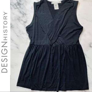 Design History Black Tank Surplice Jersey Top XS